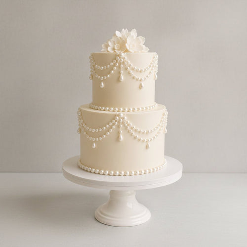 2 Tiers Fondant Wedding Cake - Better Cakes Miami