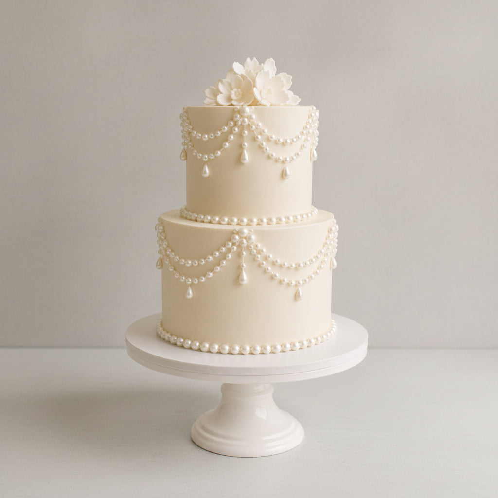 2 Tiers Fondant Wedding Cake