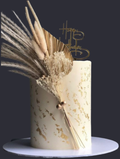 Boho Tall Cake Miami – Gold Leaf & Dried Florals