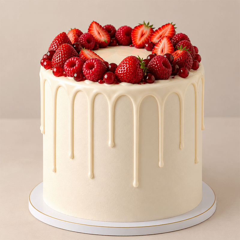 Berries on Top Cake – White Chocolate Drip Cake Miami - Better Cakes Miami
