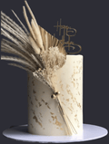 Boho Tall Cake Miami – Gold Leaf & Dried Florals - Better Cakes Miami