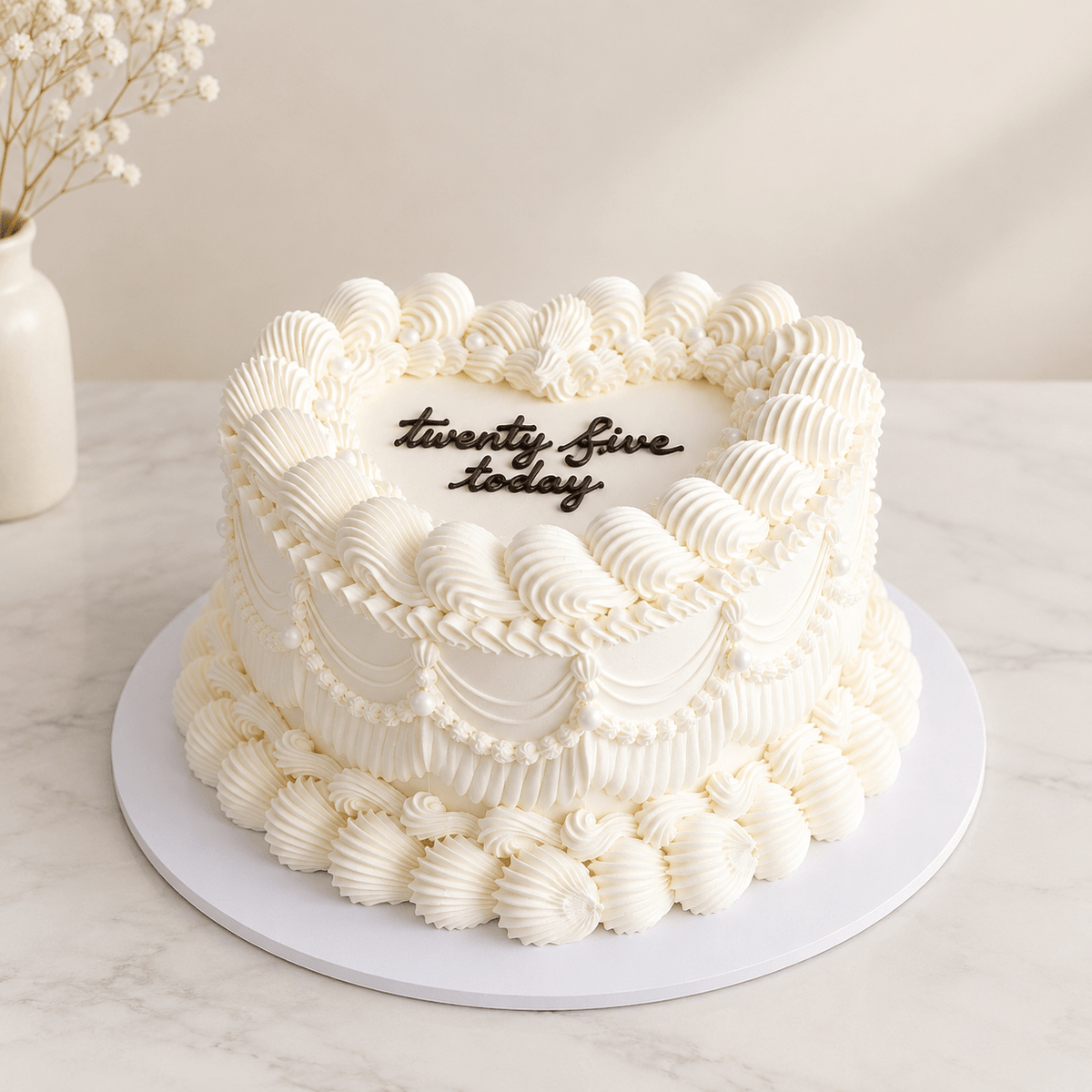 Vintage Heart Cake – Pearl Drapery Birthday Cake Miami - Better Cakes Miami